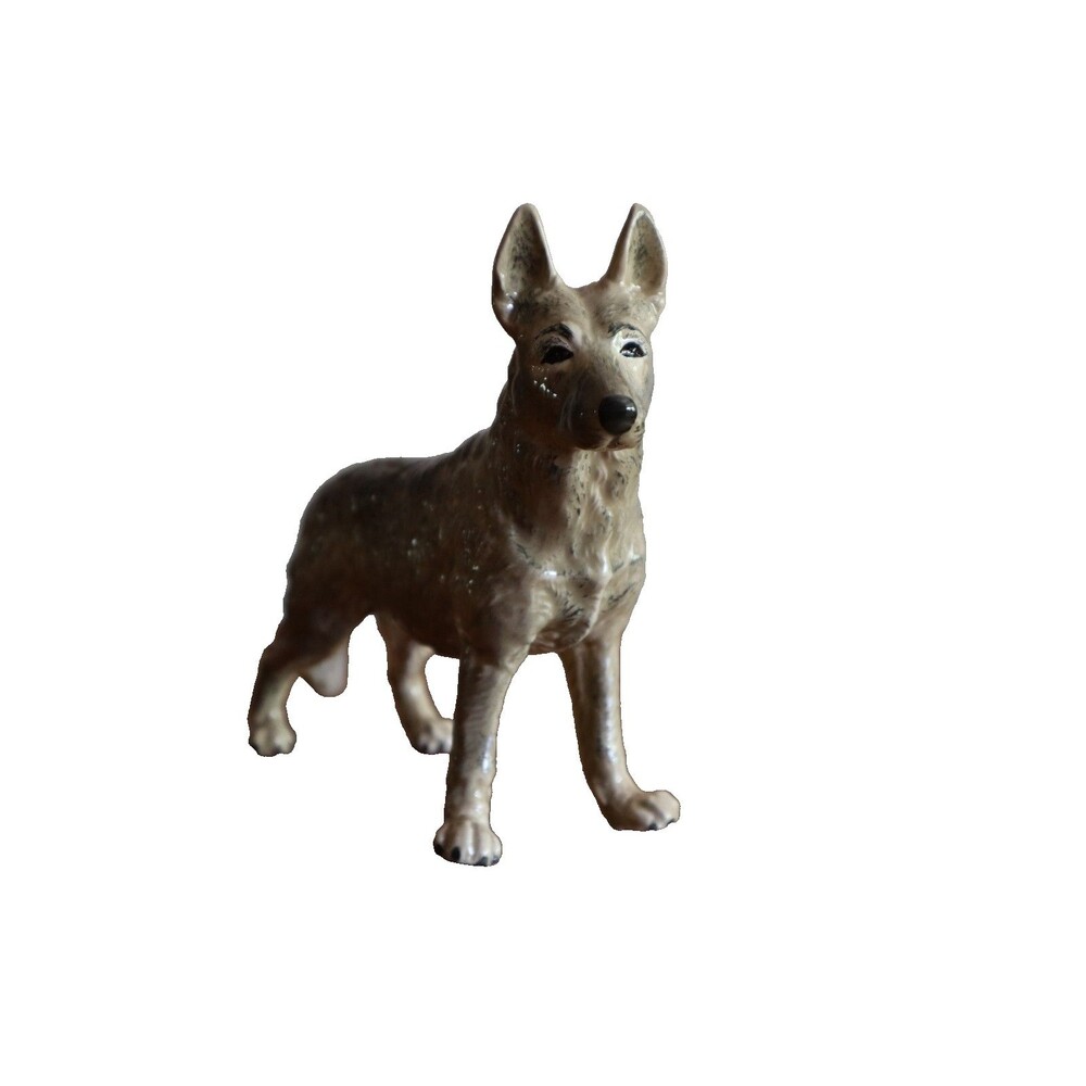 Vintage German Shepherd Dog Puppy Figurine Ceramic Porcelain Statue 6"H